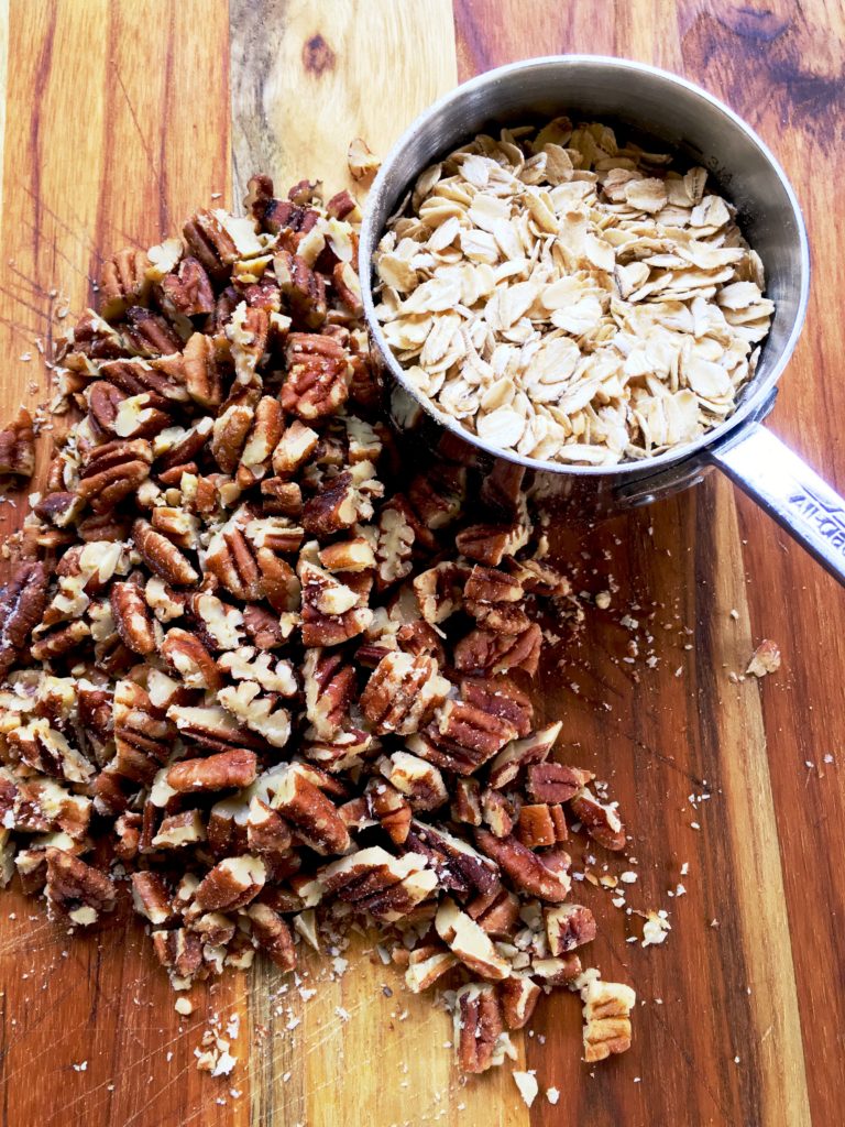 Strawberry and Rhubarb Crisp, oats and nuts