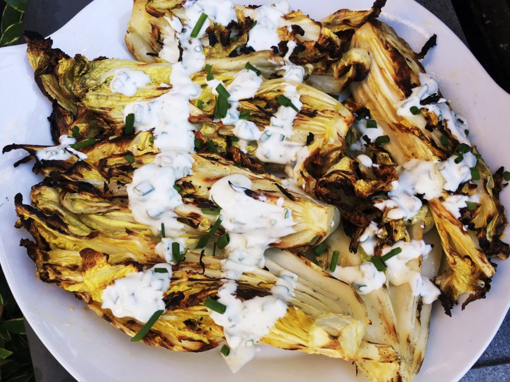 Homemade Buttermilk Dressing over Grilled Cabbage