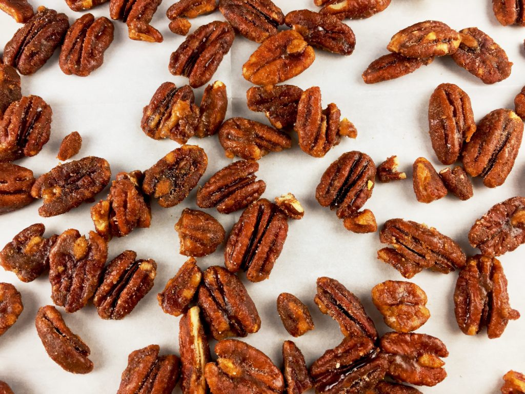 Sweet 'n' Spicy Pecans on baking sheet