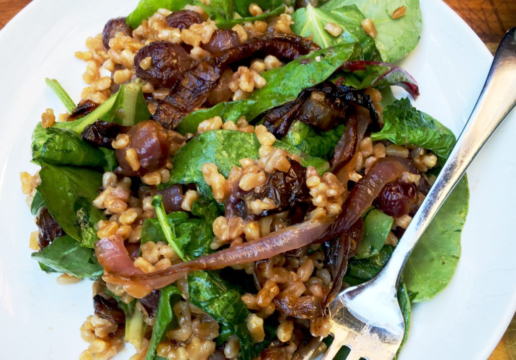 Farro and Roasted Grapes with Greens