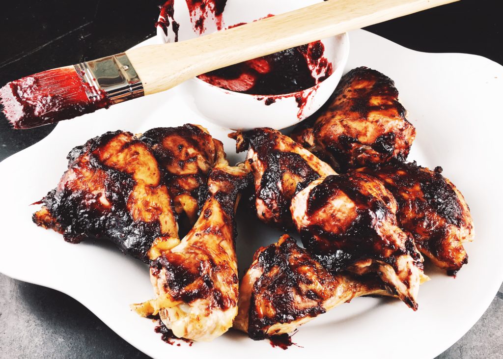 Spicy Blackberry BBQ Sauce with Chicken