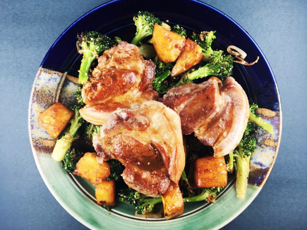 Pork Shoulder Pineapple and Roasted Broccoli