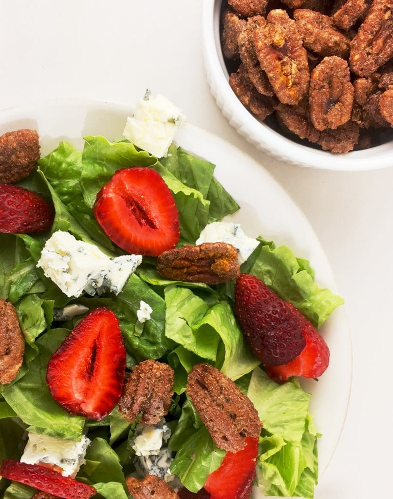 Strawberry Gorgonzola Salad with Sweet and Spicy Pecans