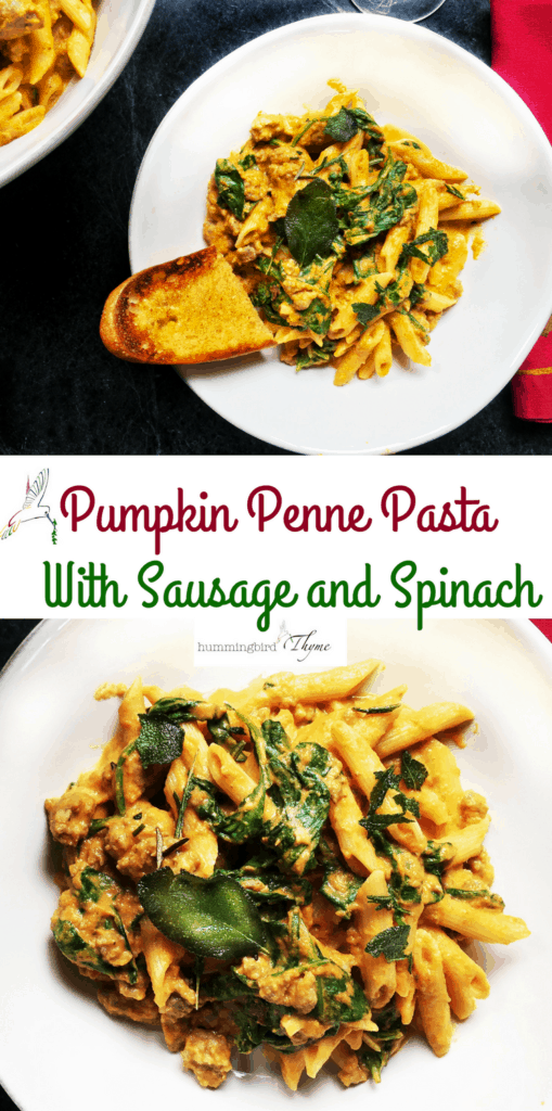 Pumpkin Penne with Sausage and Spinach