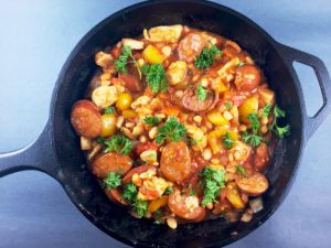 White Bean Chicken and Sausage Skillet