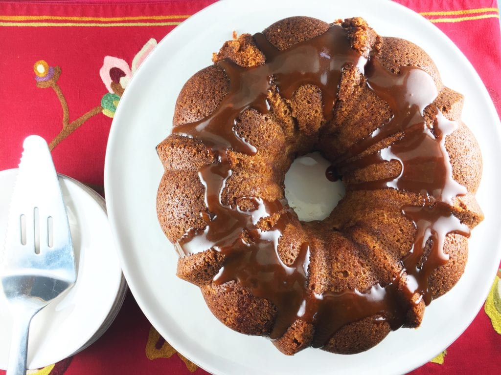 German Apple Cake with Caramel Glaze