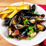 Brothy Mussels Oven Fries