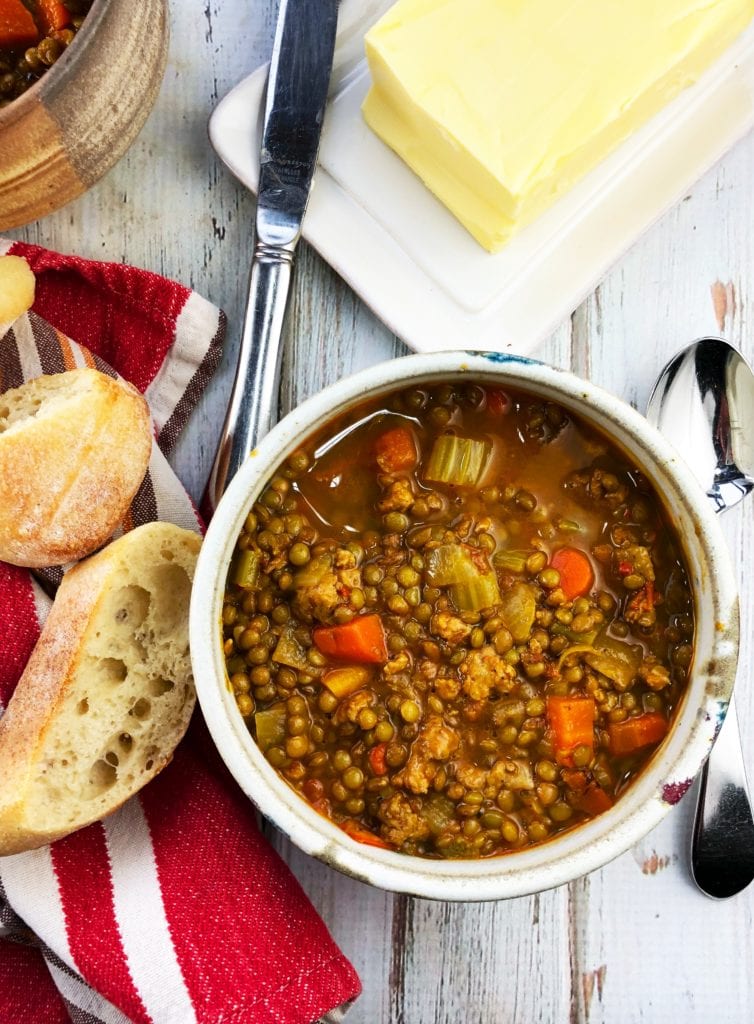 Smoky Sausage Lentil Soup