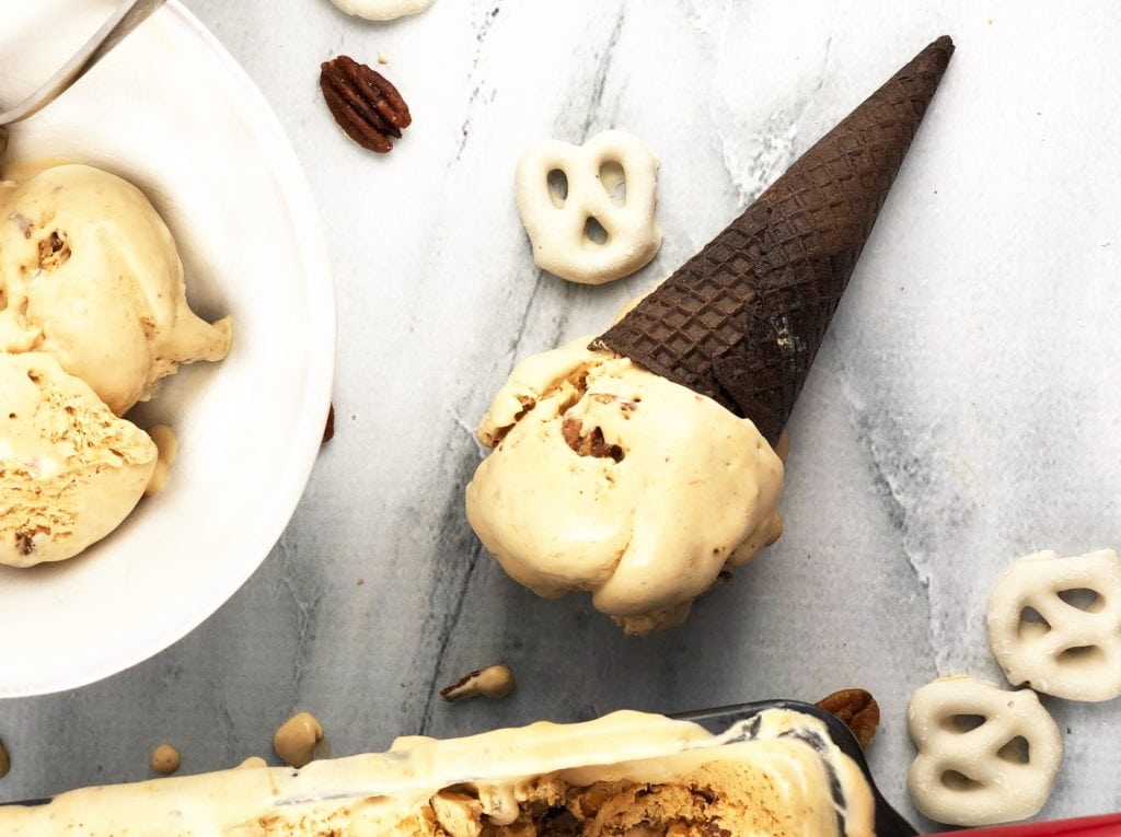 No Churn Caramel Ice Cream Cone