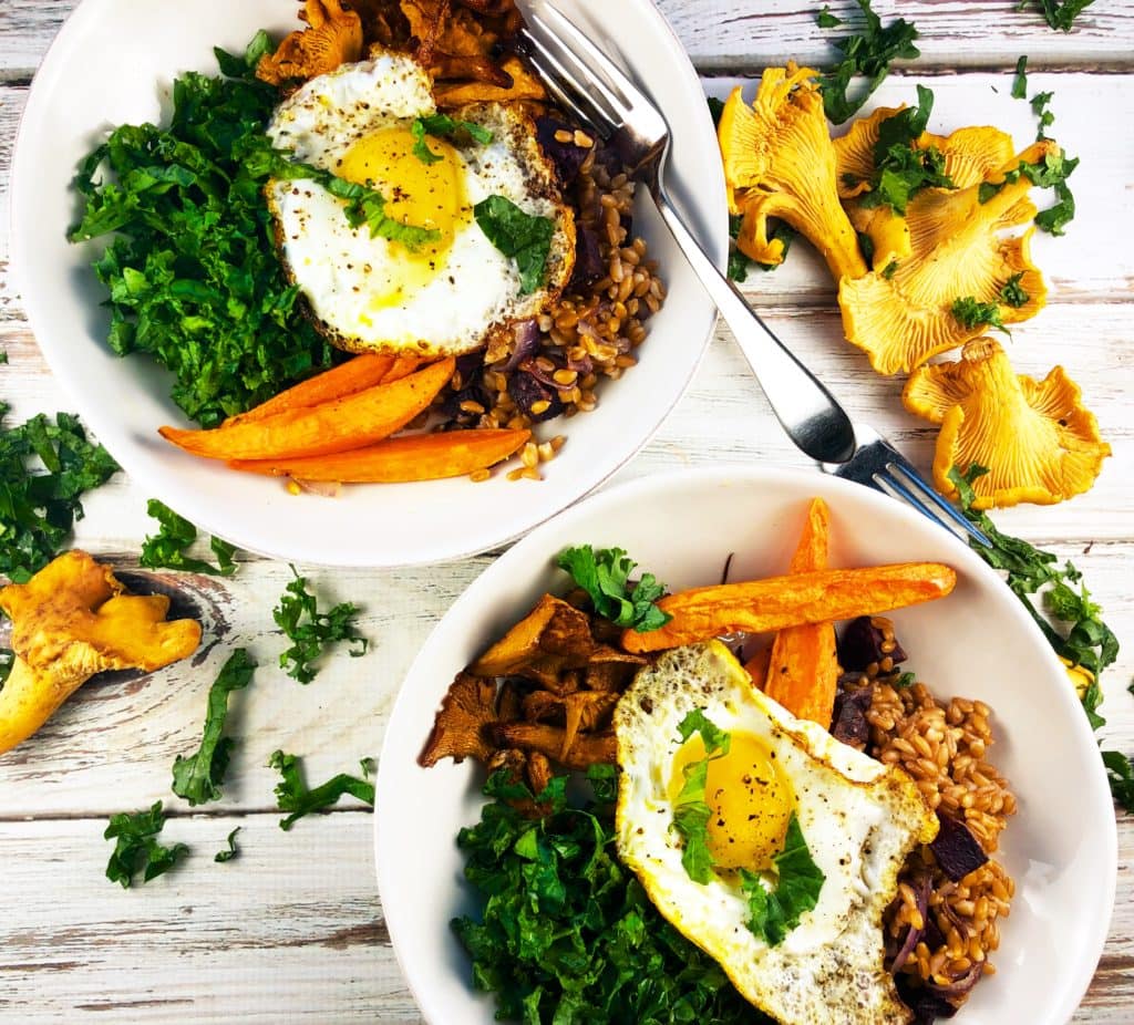 Autumn Buddha Bowl Chantarelle Mushrooms