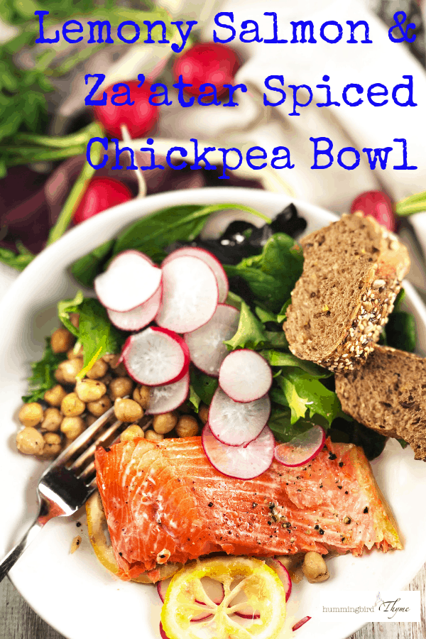 Lemony Salmon Spicy Chickpea Salad Bowl