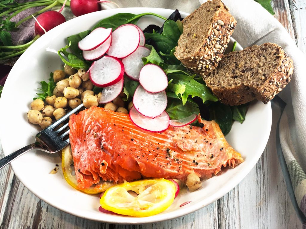 Lemon Salmon Za’atar Chickpea Bowl