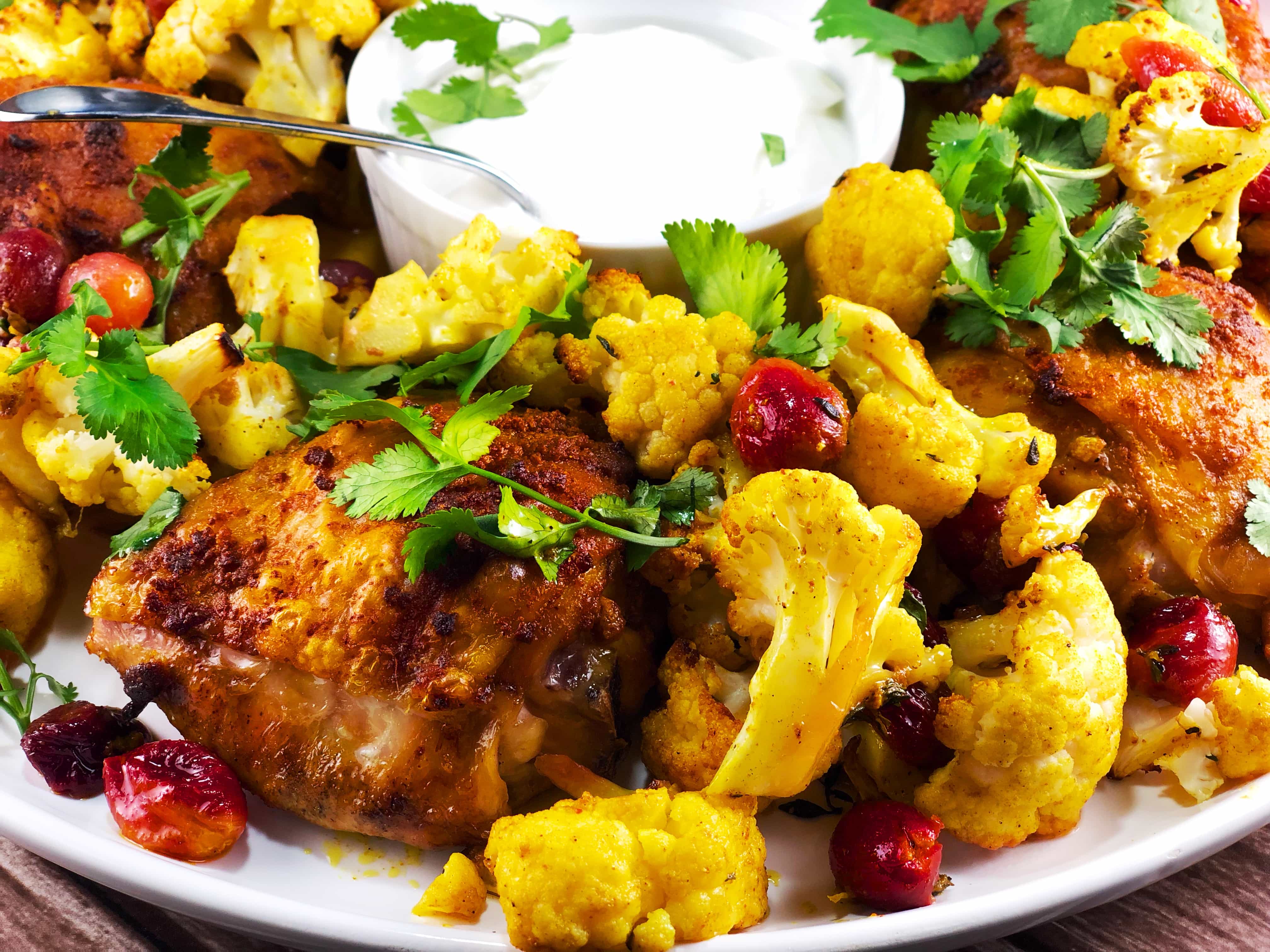 Sheet Pan Chicken Thighs Cauliflower Grapes