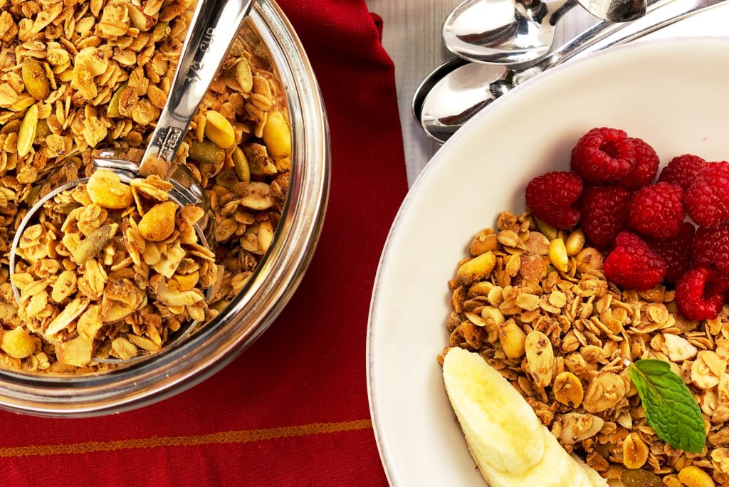 Peanut Butter Granola with Raspberries