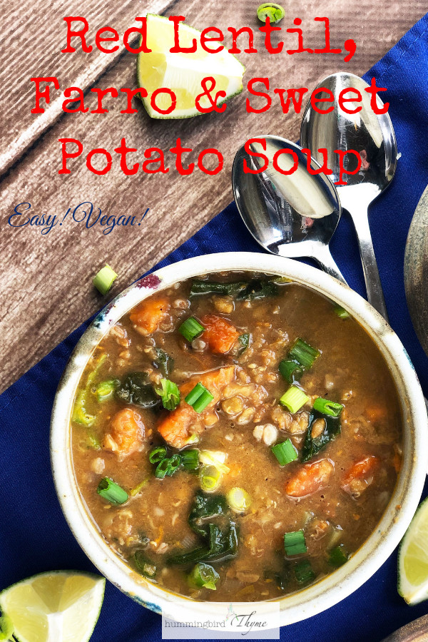 Red Lentil Farro Sweet Potato Soup