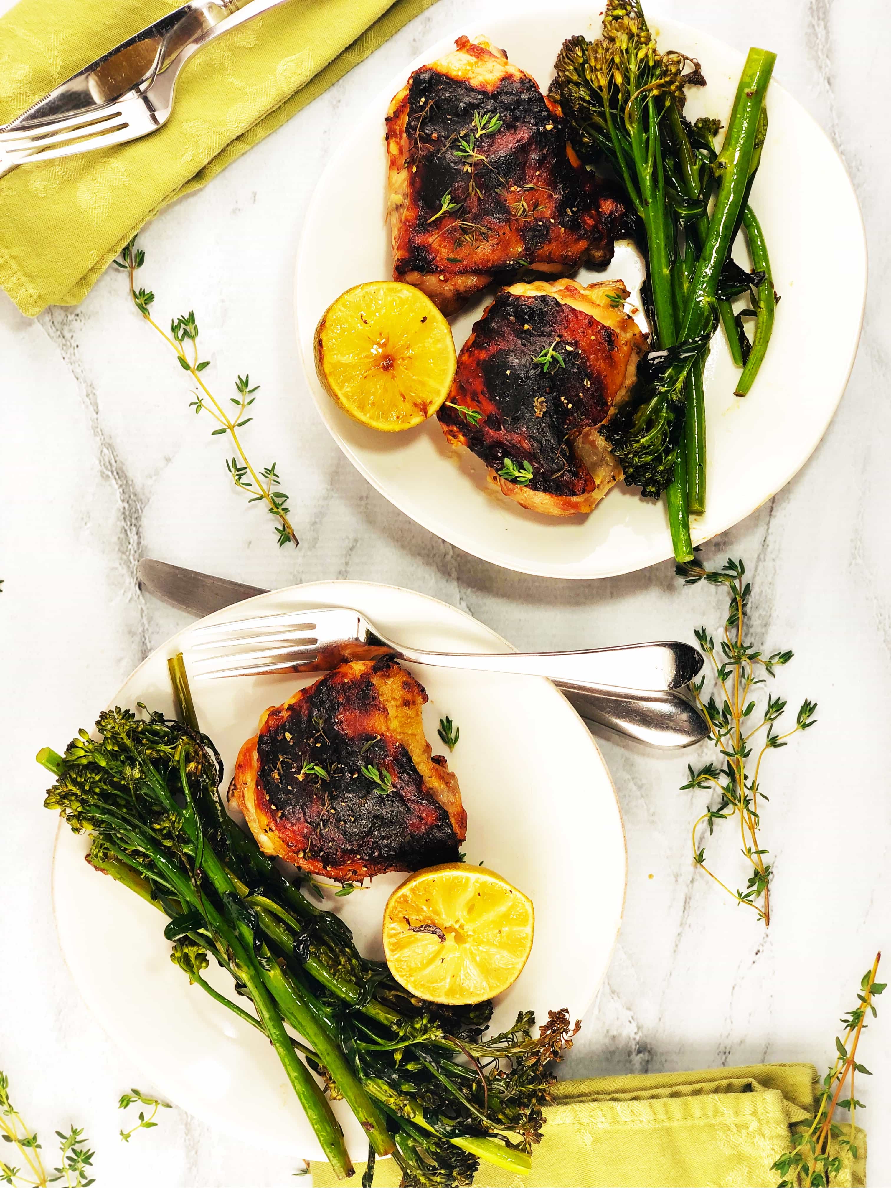 Rhubarb Chicken with Broccolini and Rhubarb Butter