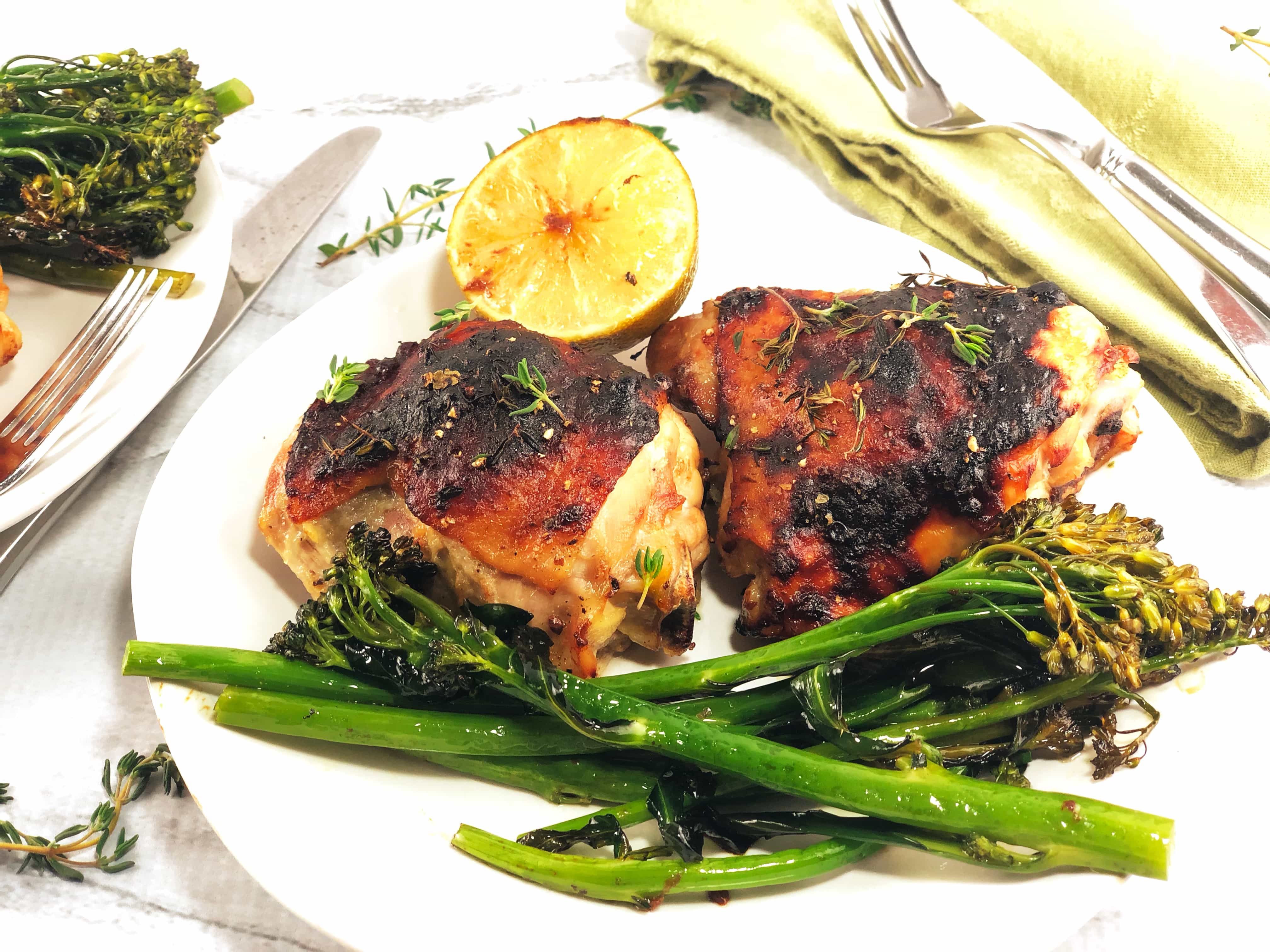 Sheet Pan Rhubarb Chicken with Broccolini