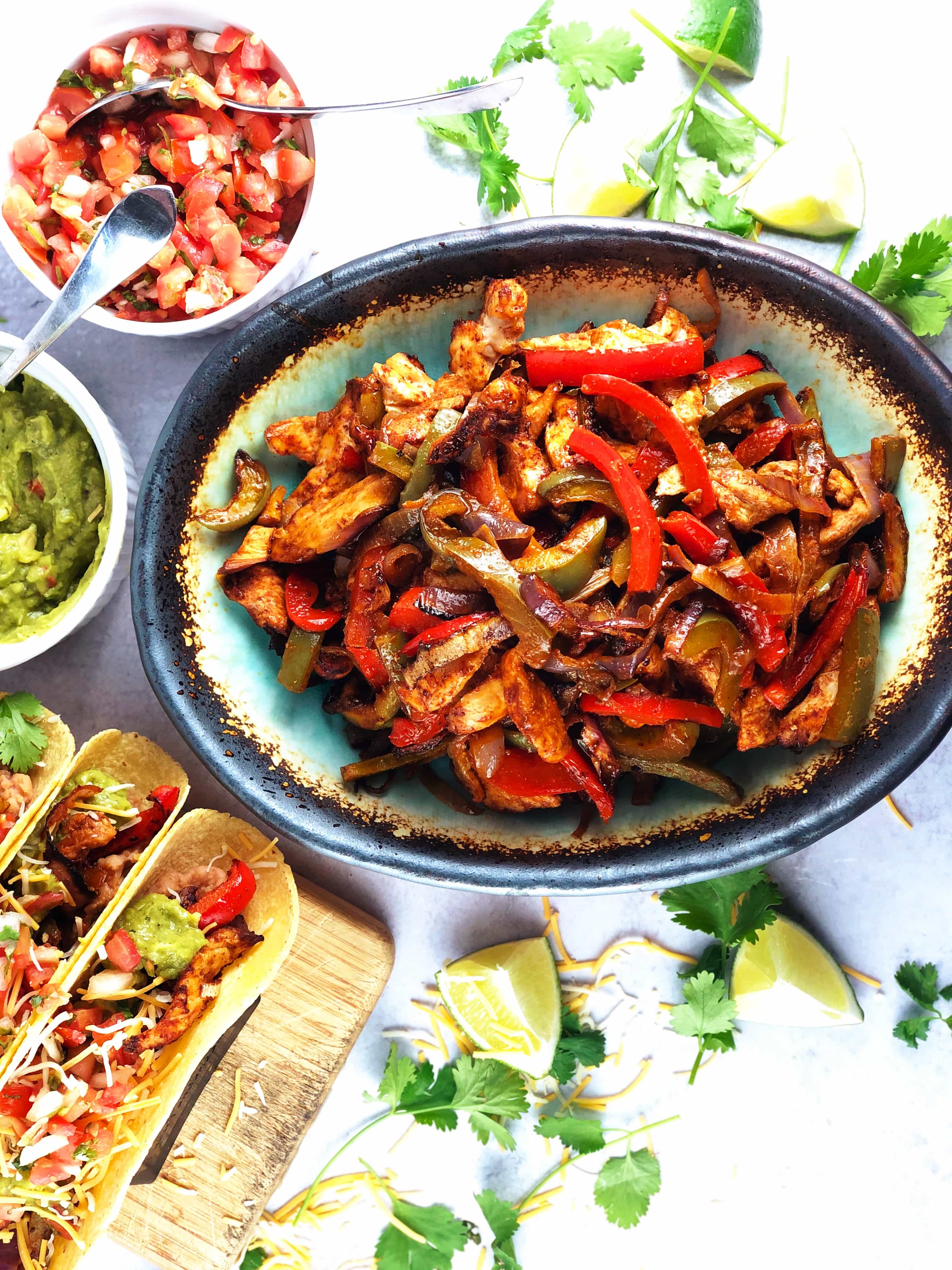 Sheet Pan Fajitas with lime and cilantro