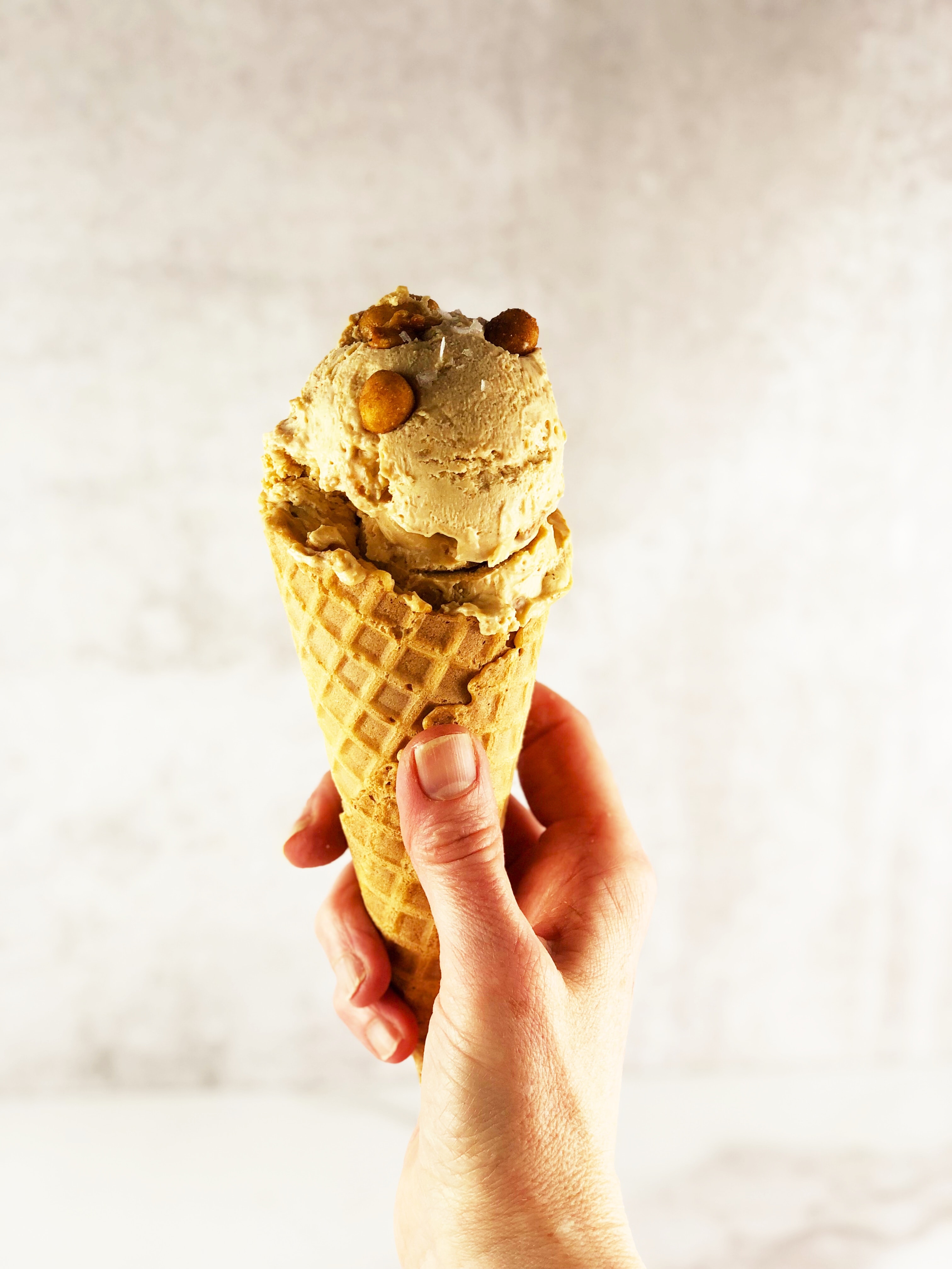 No Churn Peanut Butter Ice Cream Cone