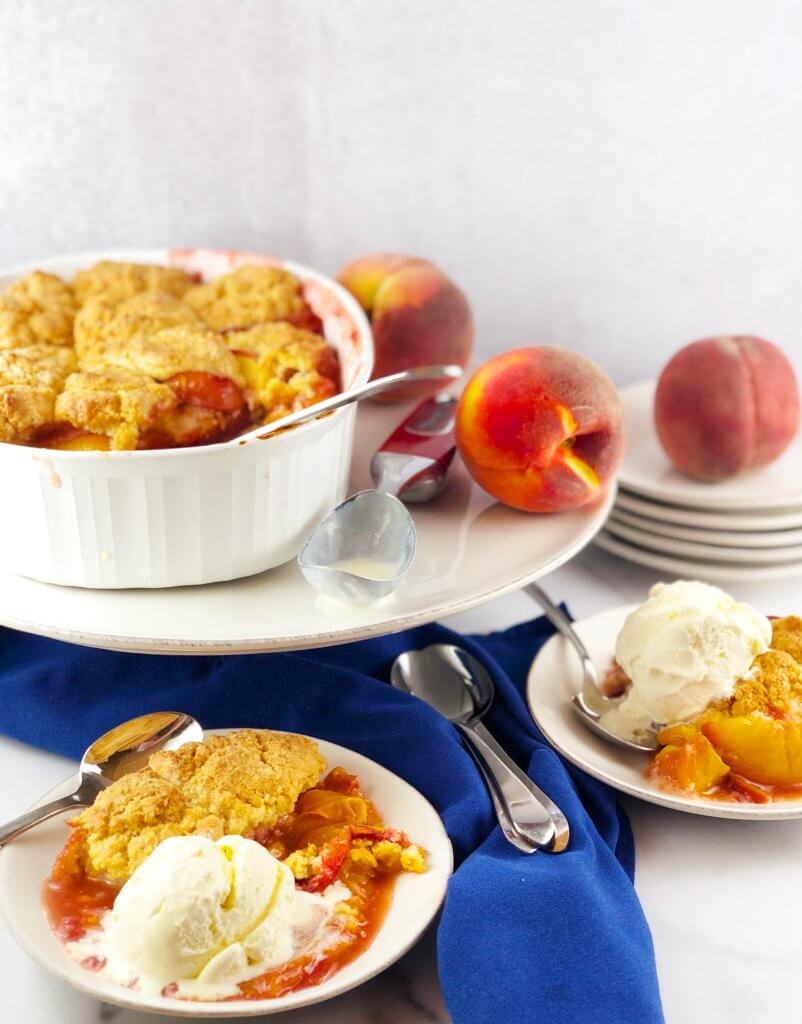 Peach Cobbler with Ice Cream