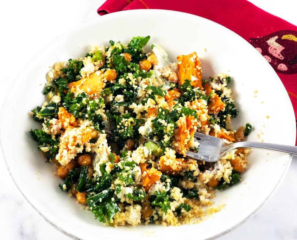 Greek Bowl with Sweet Potato and Kale salad