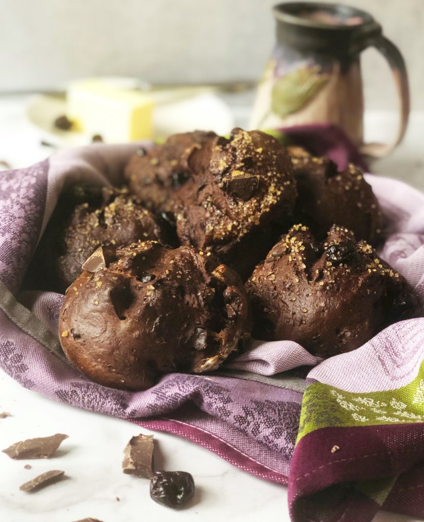 Chocolate Cherry Bread Rolls