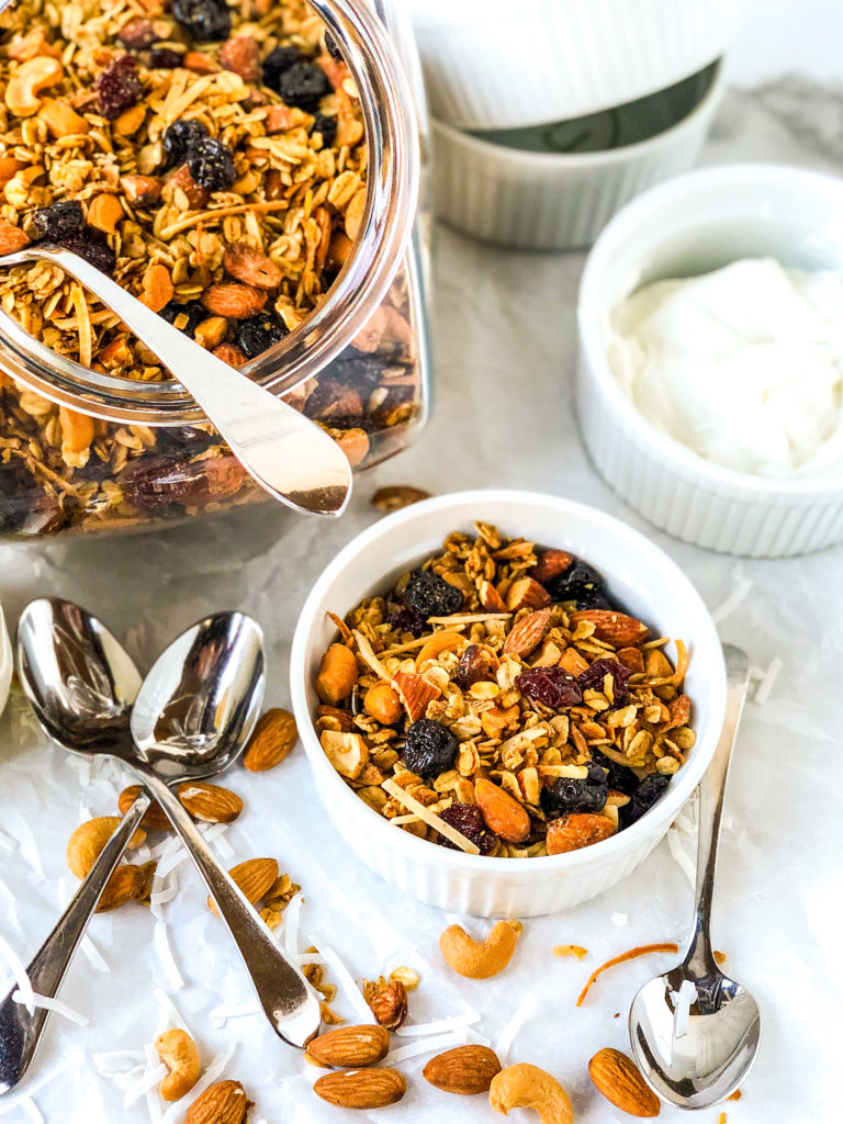 Cherry Almond Granola with yogurt Featured Photo