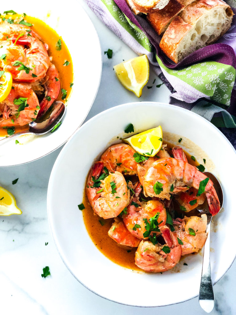 Overhead Shot of Pascal’s Manale Style BBQ Shrimp