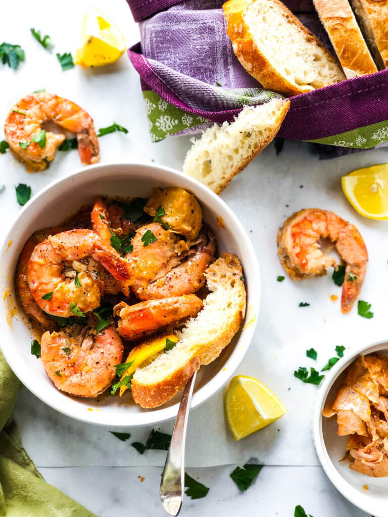 Overhead shot of NOLA BBQ Shrimp