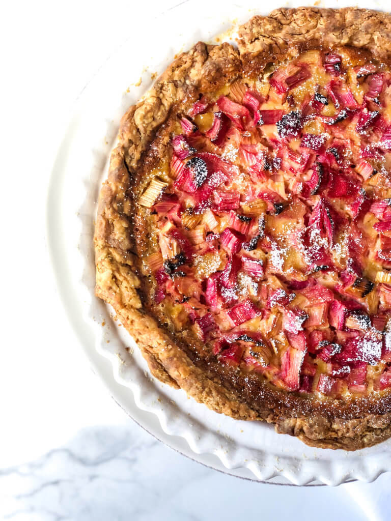 Easy Rhubarb Vanilla Custard Pie