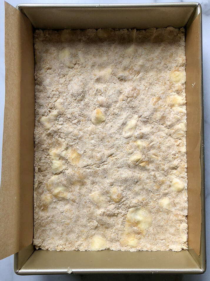 process shot base of crumb bars