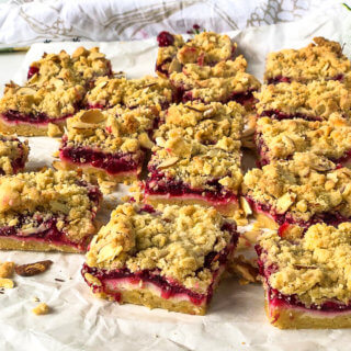 Tart Cherry Cheesecake Crumb Bars - Hummingbird Thyme