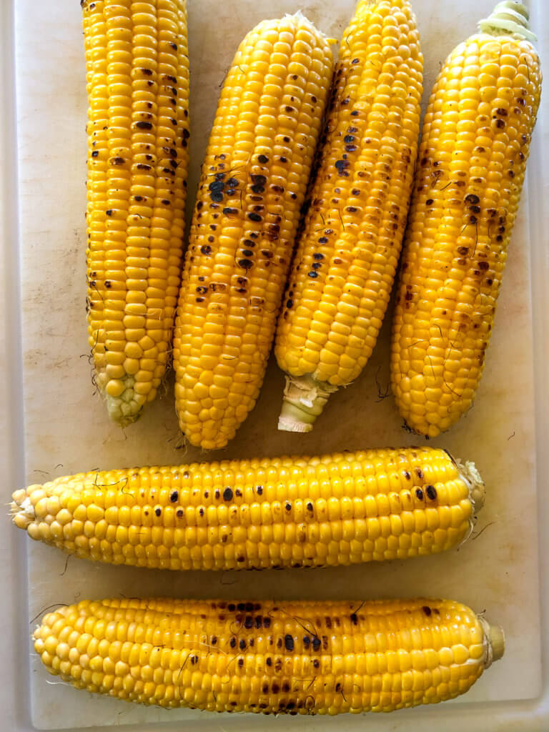 Process shot of Grilled Corn