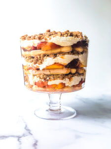 Process showing layering of Peach Crisp trifle