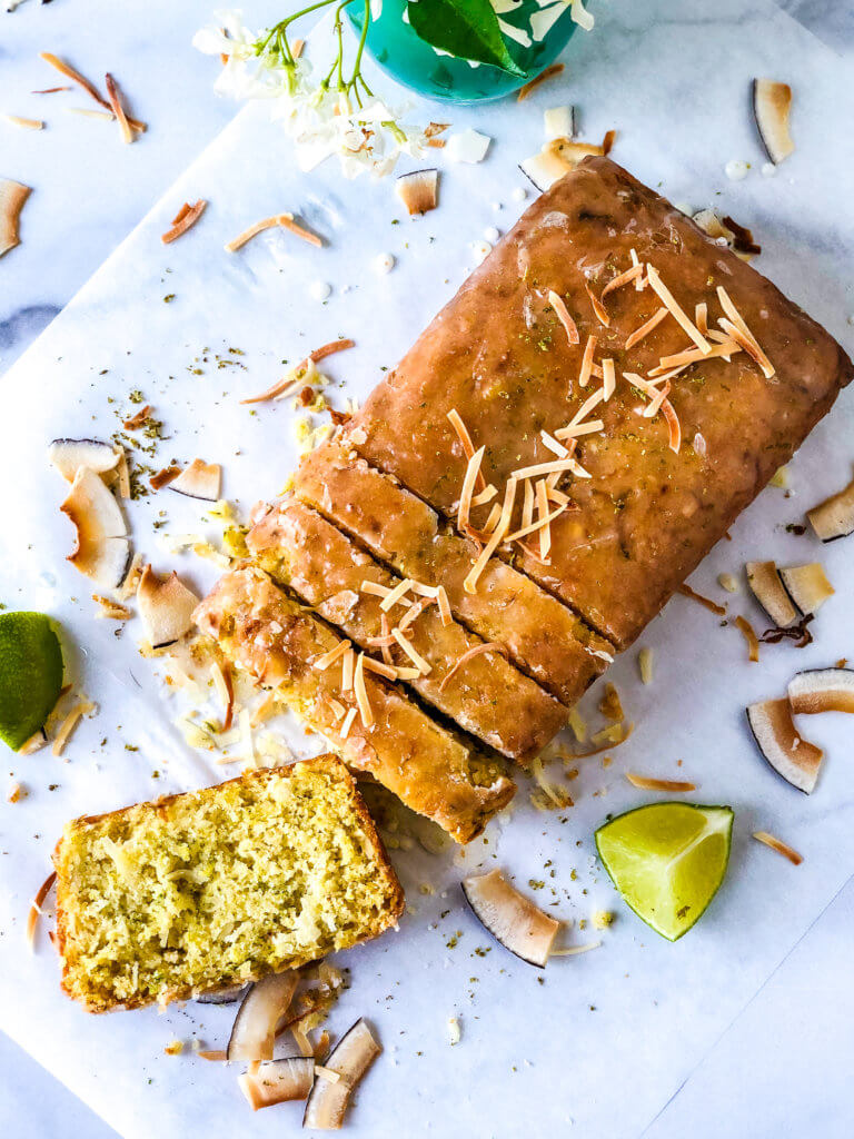 Overhead view of Lime Coconut Zucchini Bread