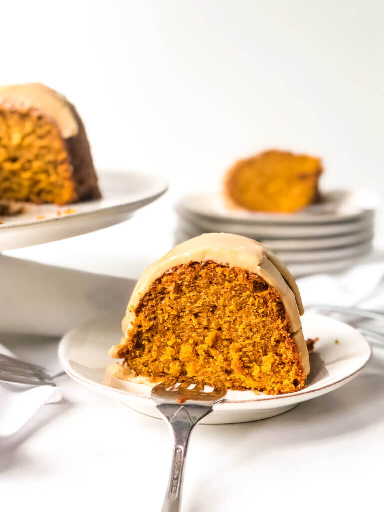 Shows texture of pumpkin bundt cake