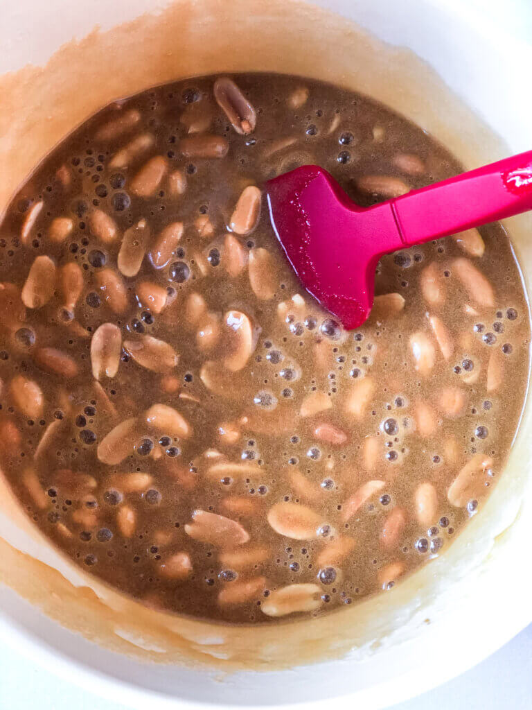 process shot showing peanut pie filling 
