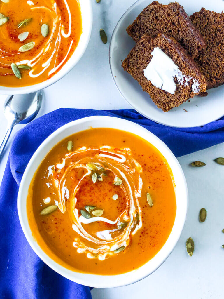 Featured Image of Smoky Sweet Potato Butternut Squash soup