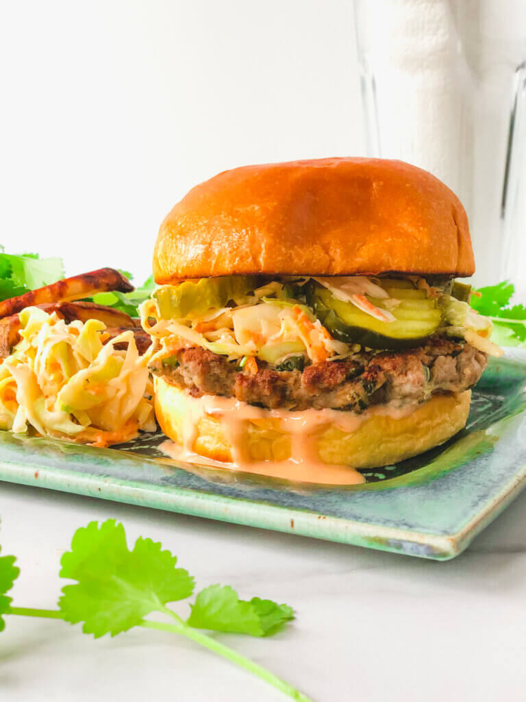 Asian Style Ginger Pork Burgers - Hummingbird Thyme