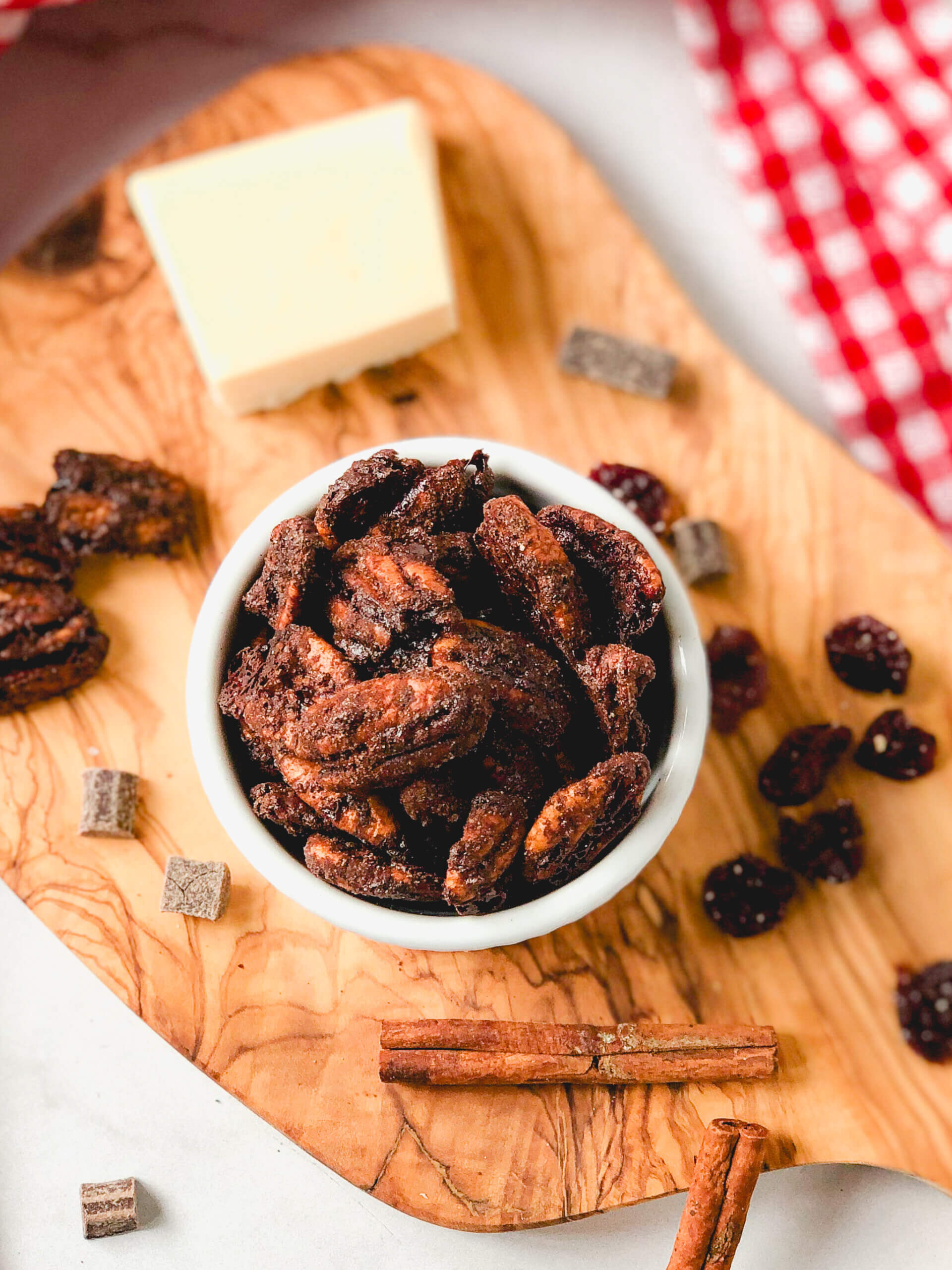 Serve Spicy cocoa pecans as part of fruit and cheese board. They are cinnamony, cocoa-y and spicy!