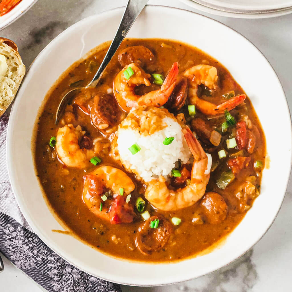 Healthier Shrimp and Sausage Gumbo Recipe - Hummingbird Thyme