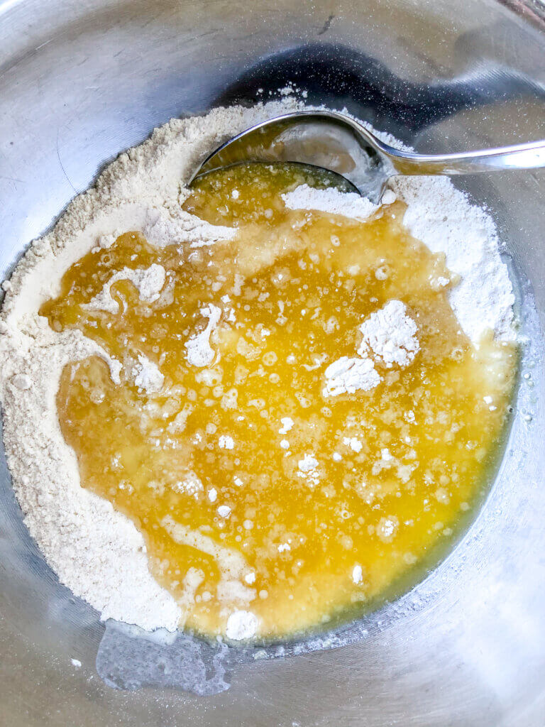 Process of making sour cream raisin bars, making the crumb/crust dough