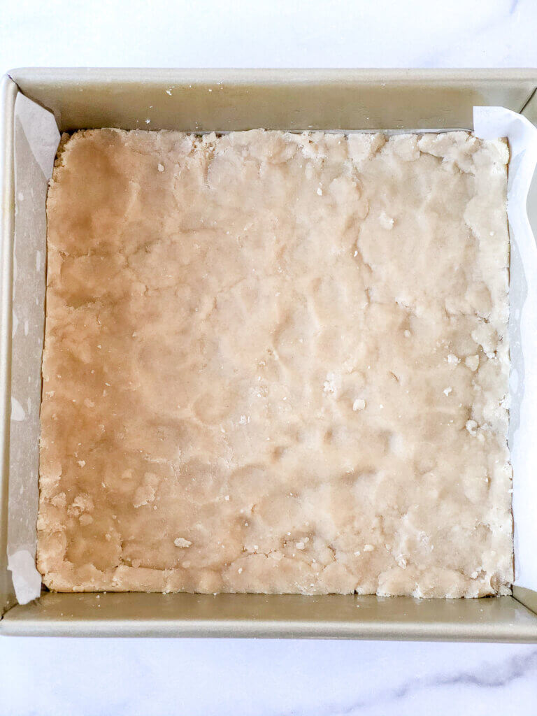 Finished dough pressed into pan
