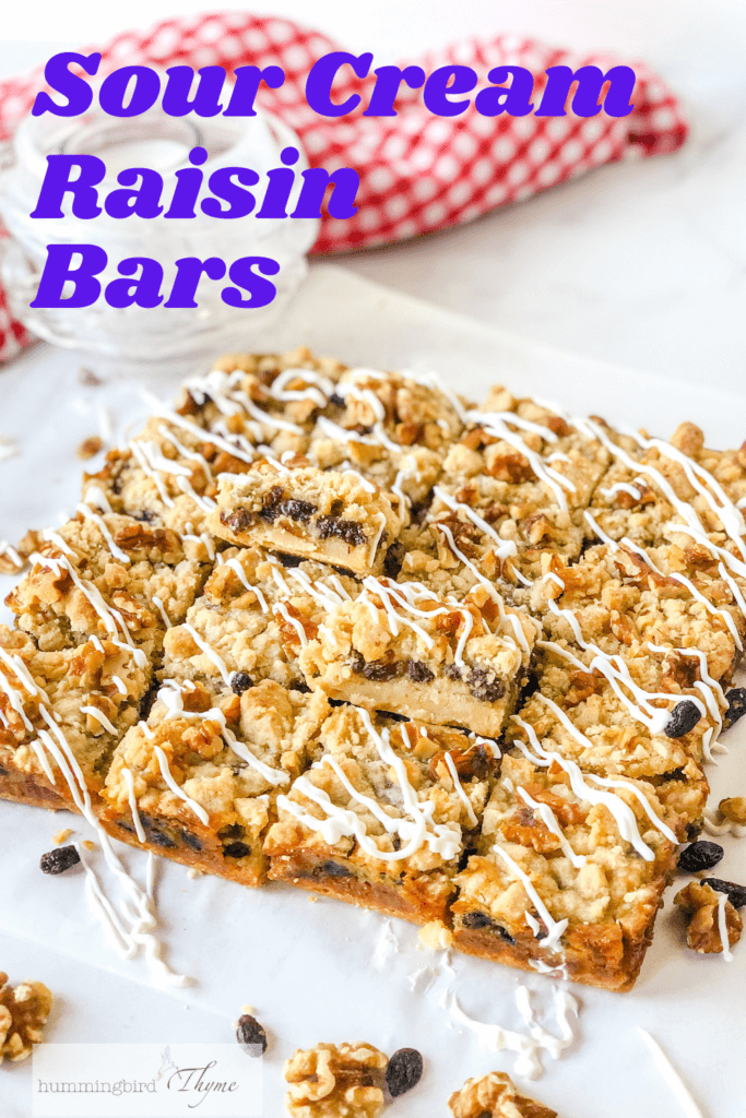 My Grandma's Sour Cream Raisin Pie - turned into Shortbread-crusted and topped Bar Cookies! So easy, so delish!