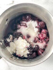 Ingredients in sweet cherry swirl: Cherries, sugar, cornstarch, lemon juice, salt