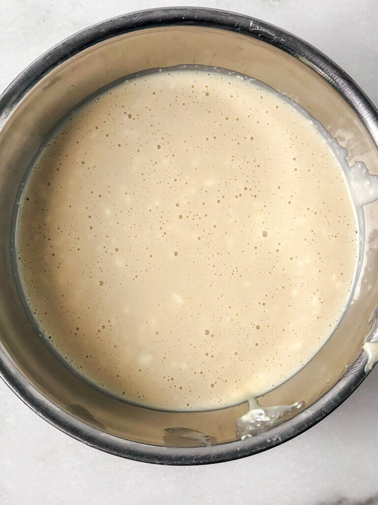 when making sweetened condensed milk mixture, Sweetened condensed milk and goat cheese mixture isn't completely smooth, small bits of cheese remain.