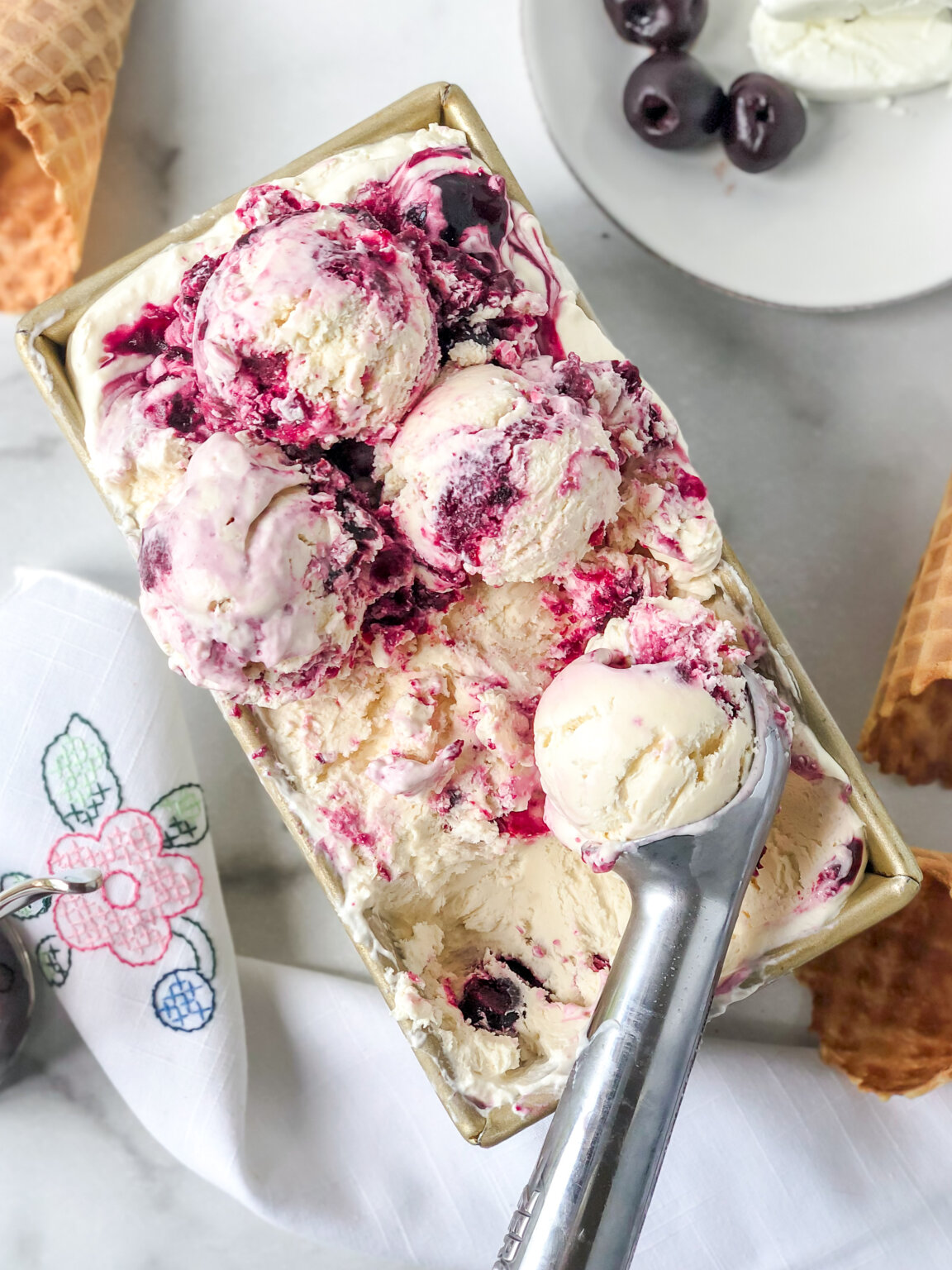 Goat Cheese Sweet Cherry Ice Cream (No-Churn!) - Hummingbird Thyme