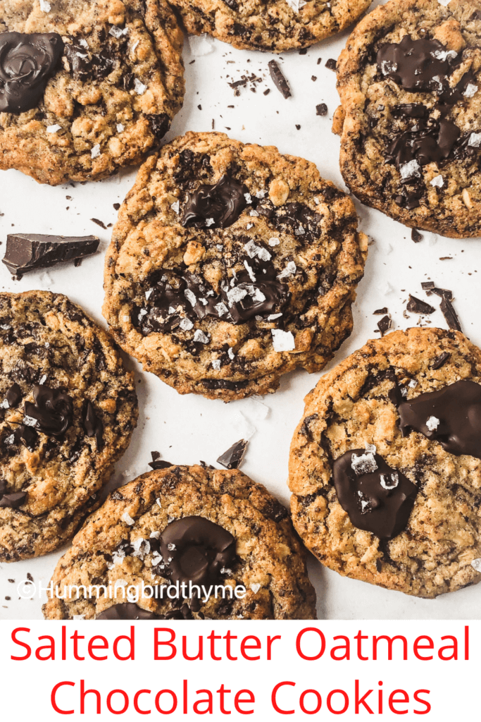 Pinterest pin salted butter oatmeal chocolate chip cookies recipe