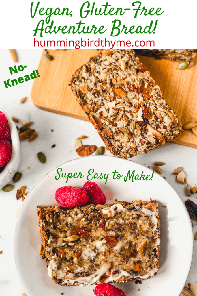 Adventure Bread is filled with nuts and oats - so healthy so delicious and you won't believe how easy to make! No knead, Gluten-Free, and Vegan!