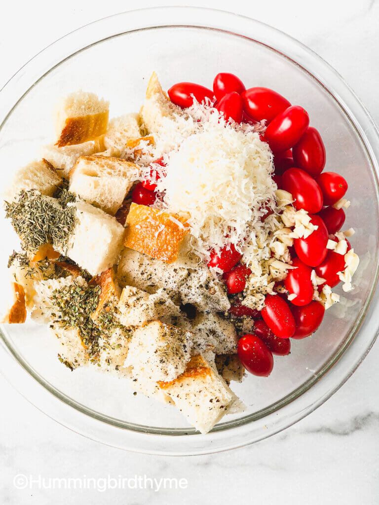 Process of making sheet pan panzanella